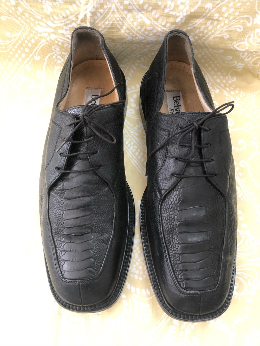 Belvedere Florence Ostrich Leg Leather Lace-Up Oxford